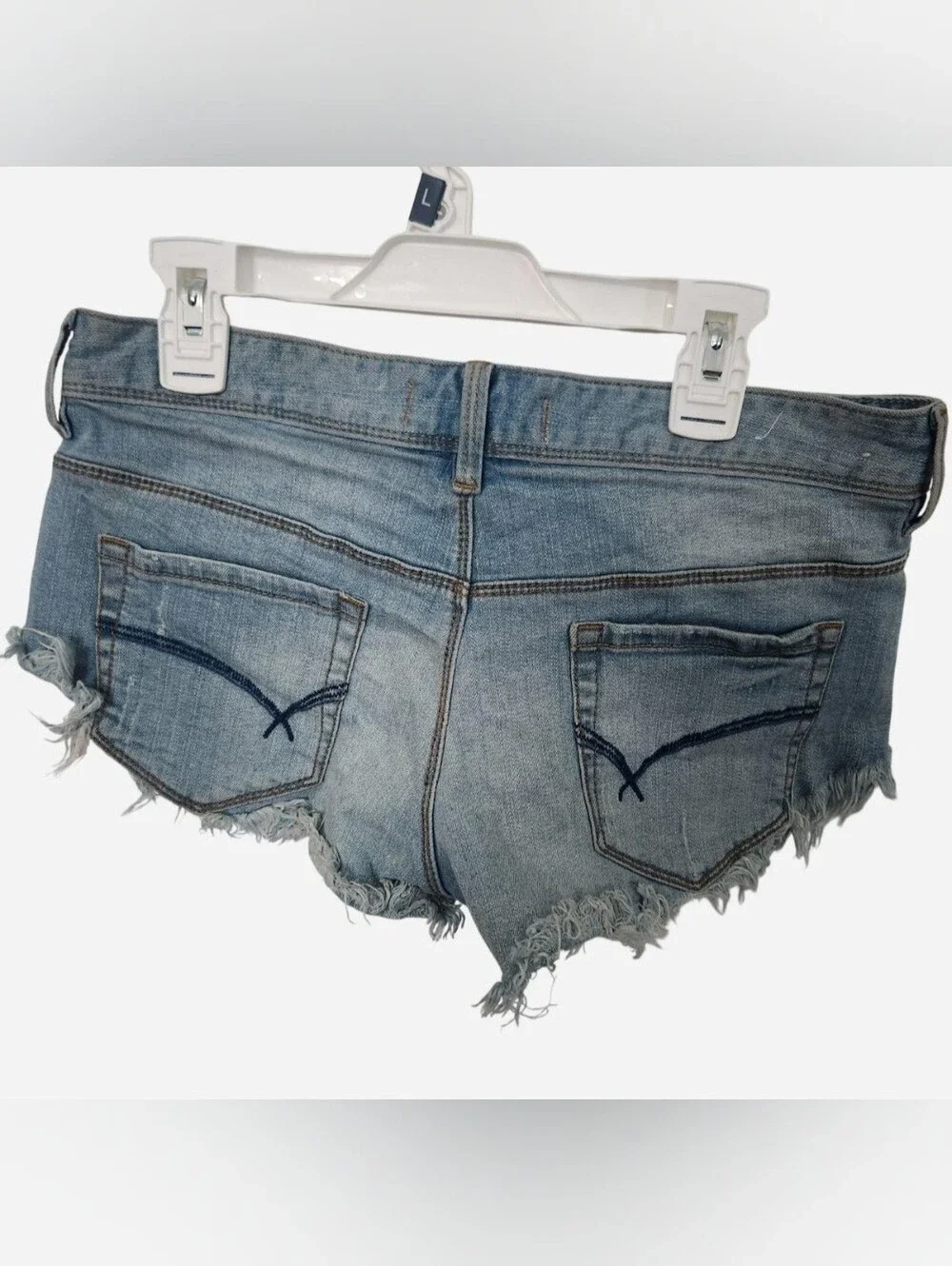 American Flag Stars and Stripes Raw Hem Low Rise Micro Shorts